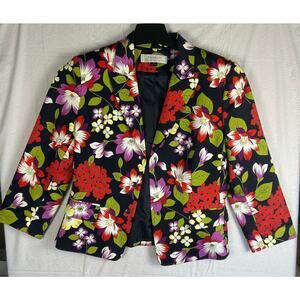 Tahari Arthur S. Levine Blazer Women's Floral Multi-Color Lined Snap Coat